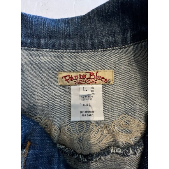 PARIS BLUES Girls Denim Jacket Embroider Rhinestones Size Large 12 to 14 - Picture 6 of 6